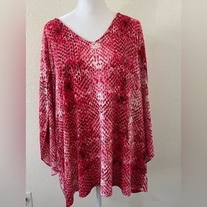Calvin Klein Red Black Snake Print Top Size 3X.